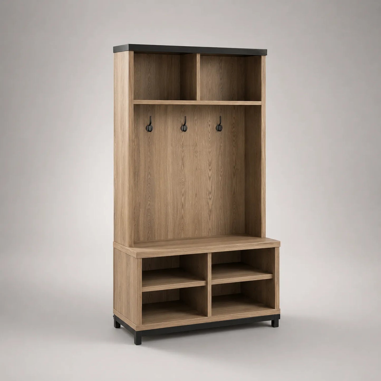 Garderobenständer Holzoptik MDF mit Metallsockel Braun/Schwarz