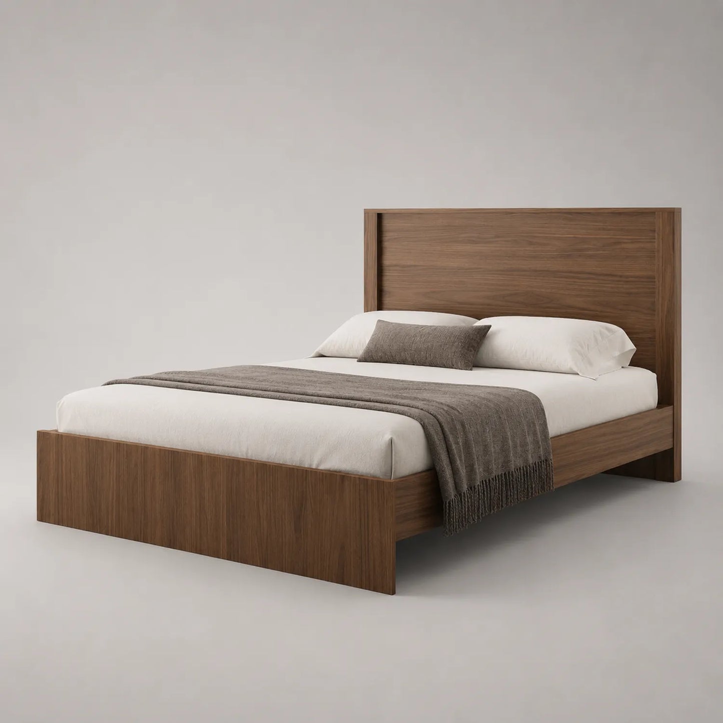 Holzbett Doppelbett Nussbaum mit Bettwaren