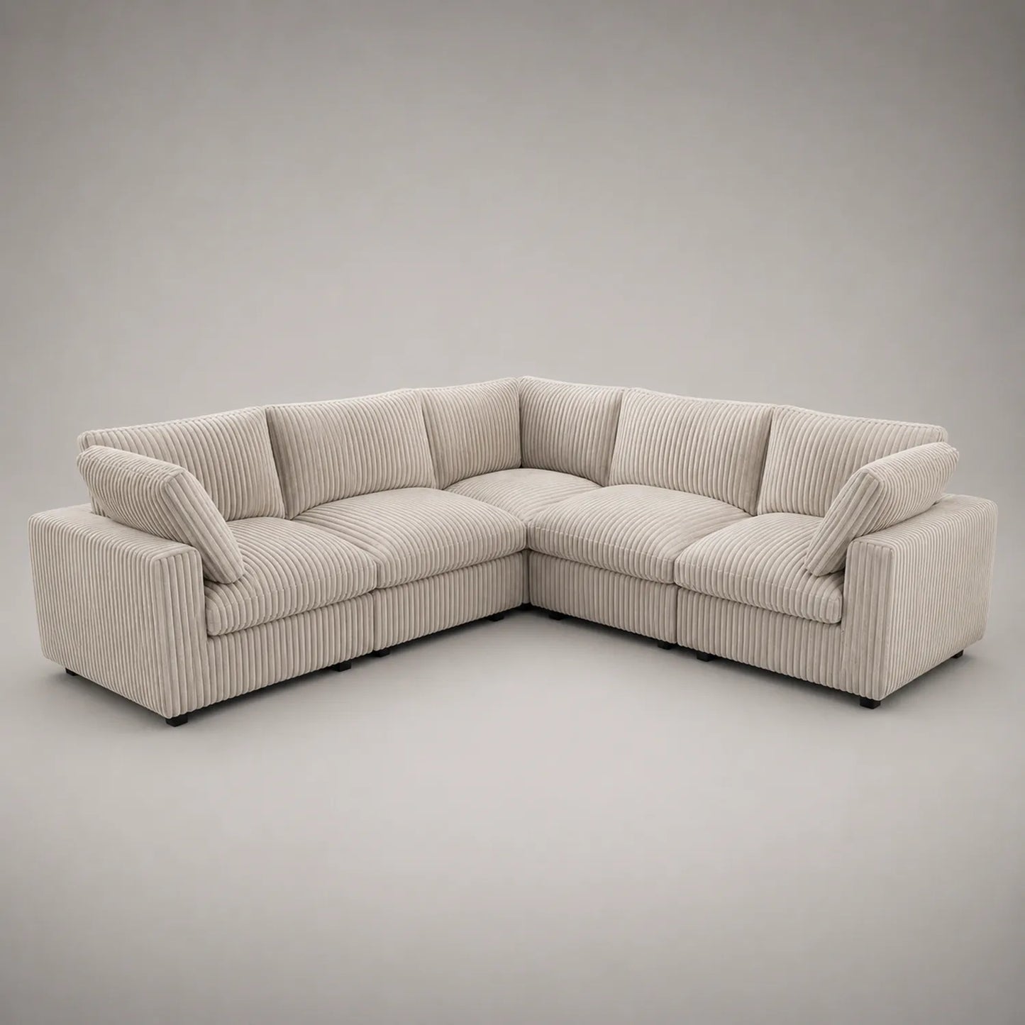 Ecksofa Cordstoff Beige 300x90x300 cm