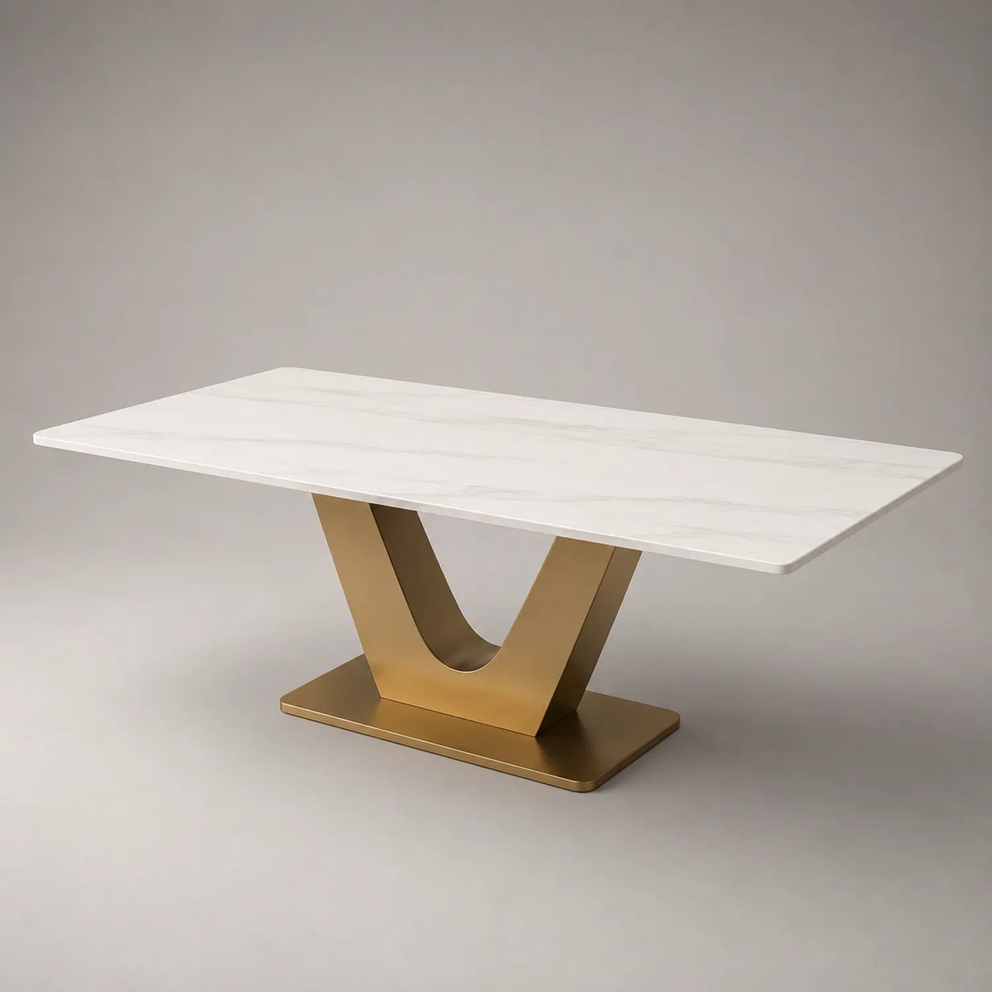 Esstisch Kunstmarmor und Metall 200x100x75 cm Weiß/Gold