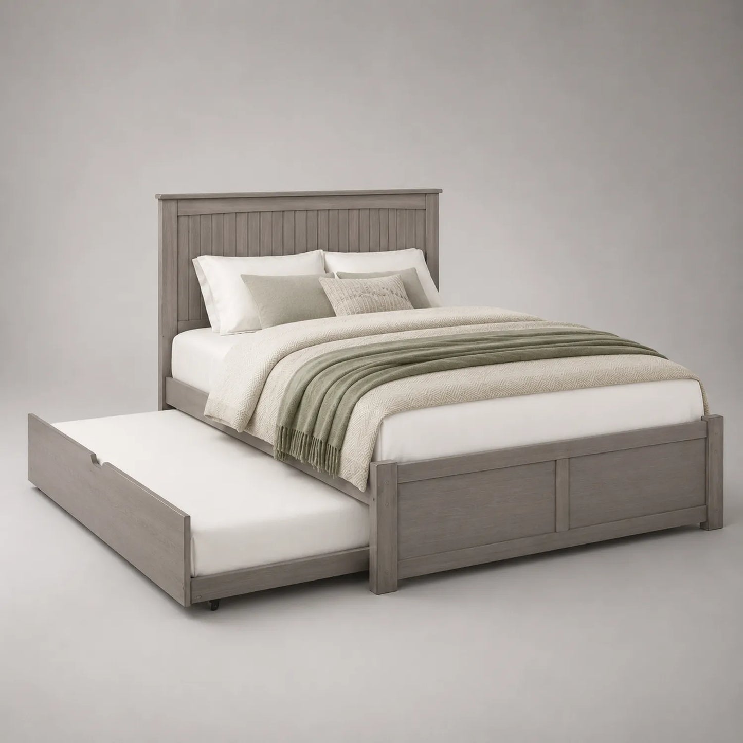 Holzbett mit Ausziehbett Doppelbett 200x160 cm Grau