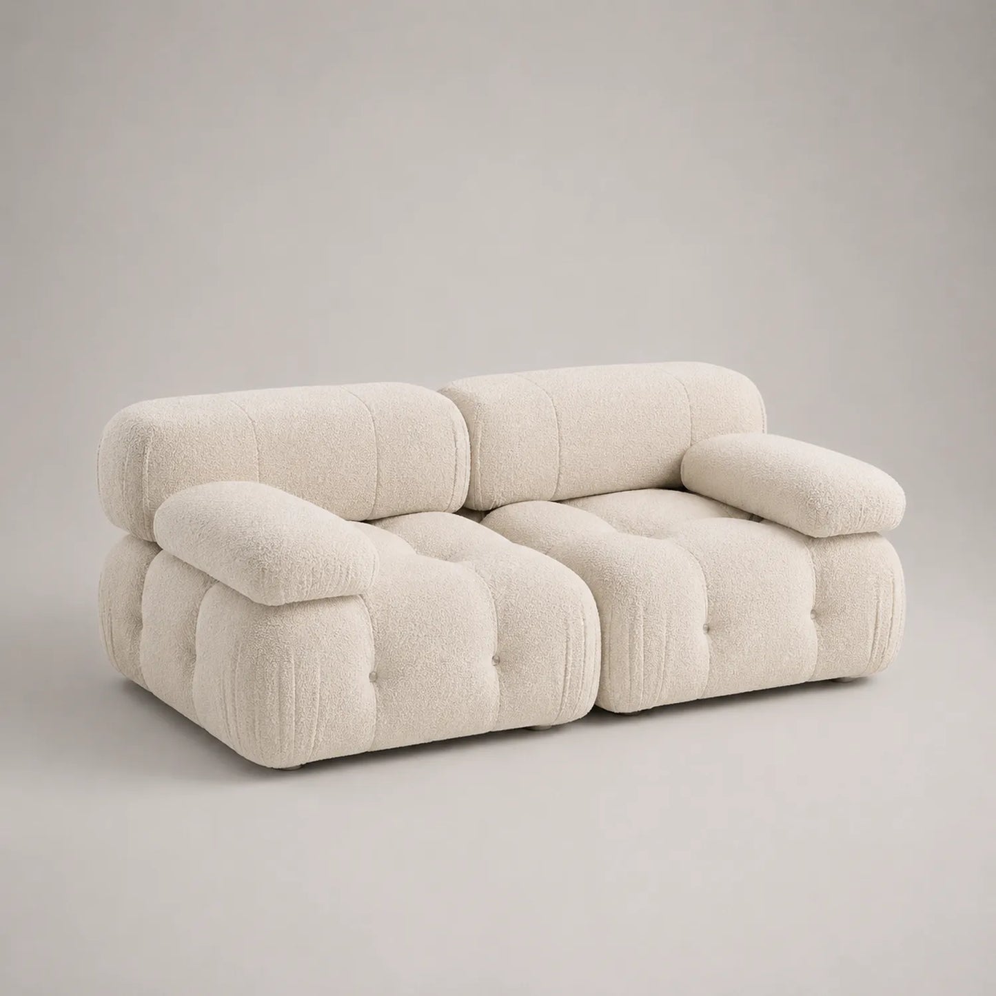 2-Sitzer Sofa aus Bouclé Stoff Beige