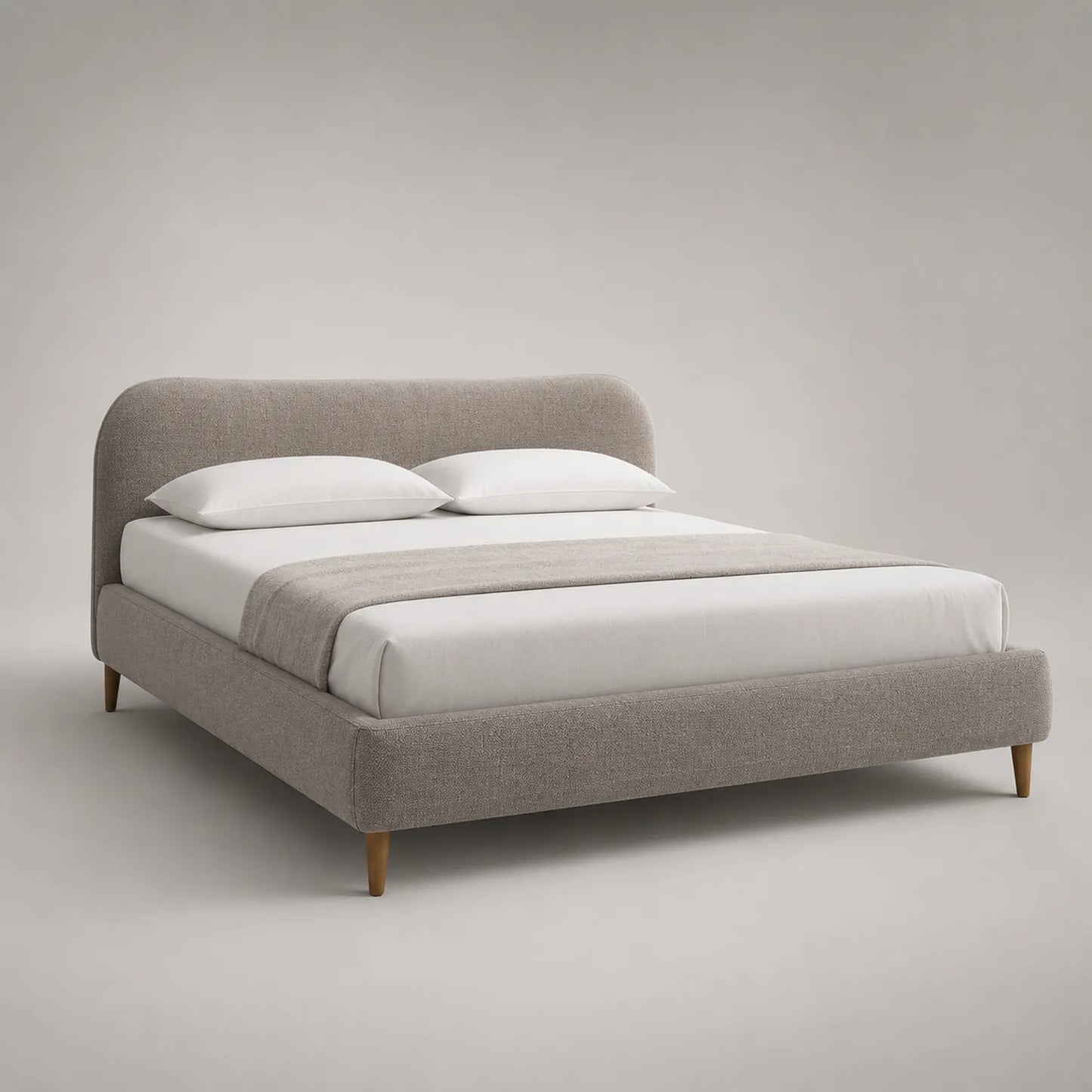 Polsterbett 180x200 cm Beige Polyester Massivholzfüße