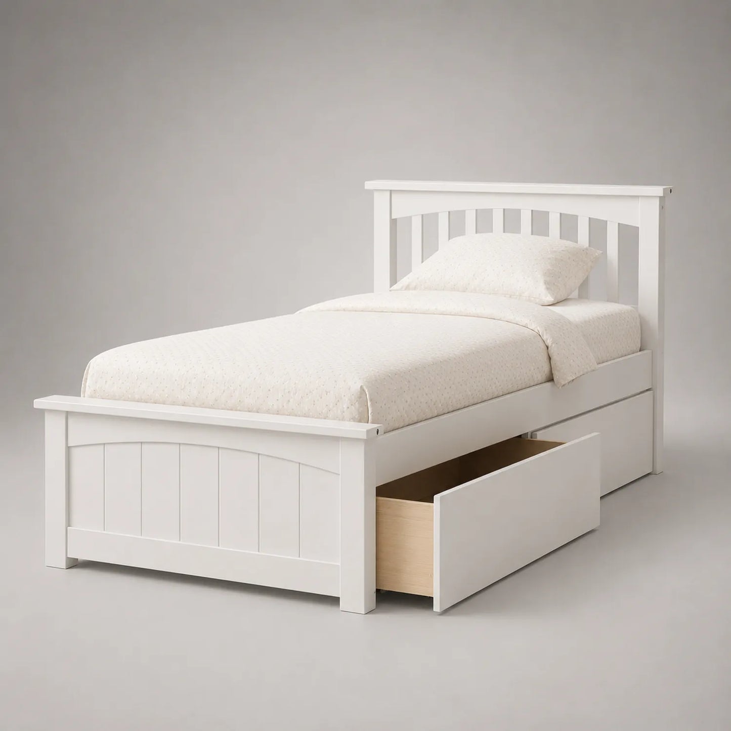 Einzelbett mit Schublade Holz Weiß 200x90 cm
