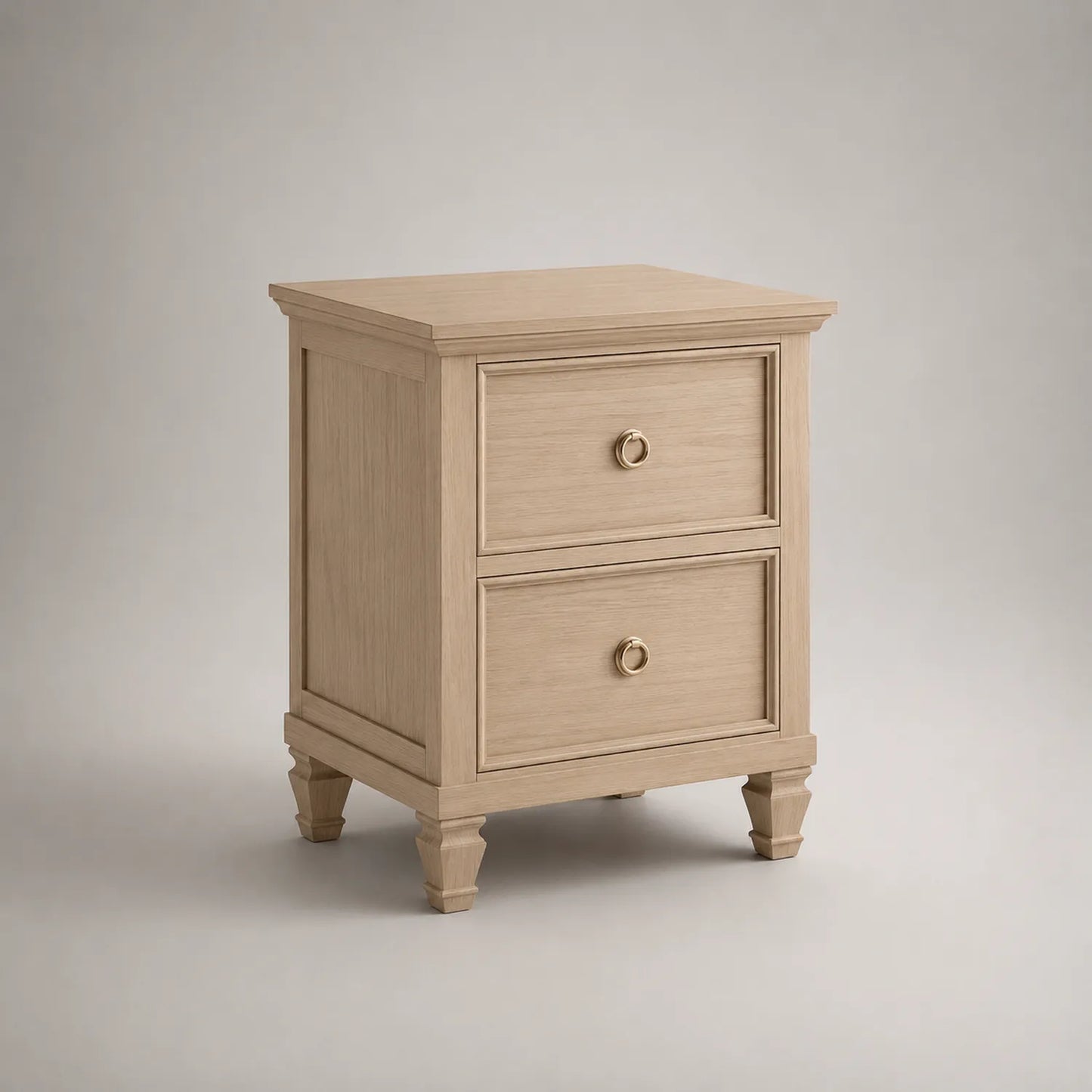 Holz Nachttisch mit 2 Schubladen Eiche Beige