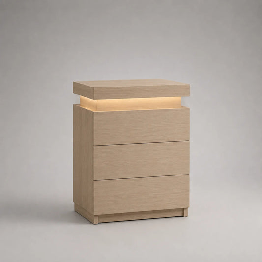 Holz Nachttisch mit LED-Beleuchtung 60x40x75cm