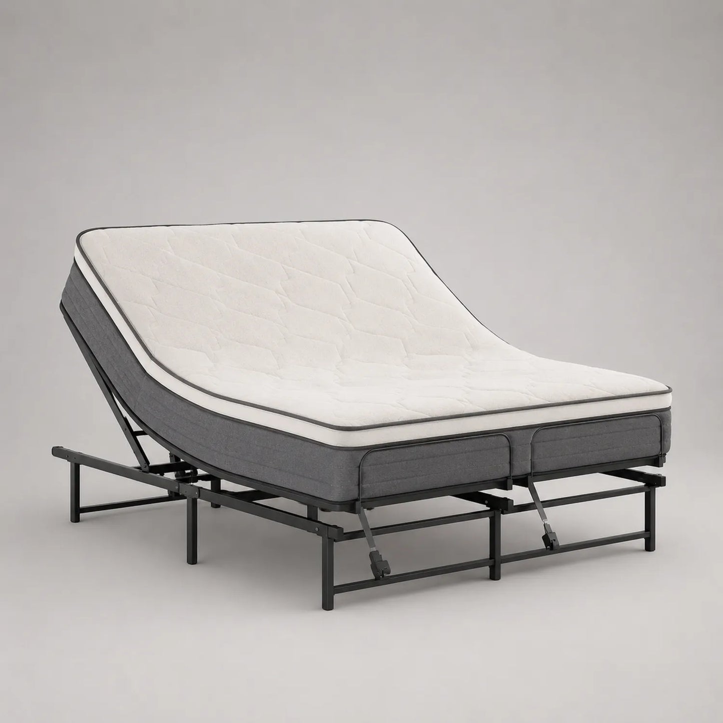 Elektrisches Doppelbett mit verstellbarer Matratze aus Polyesterstoff und Stahl 180x200 cm