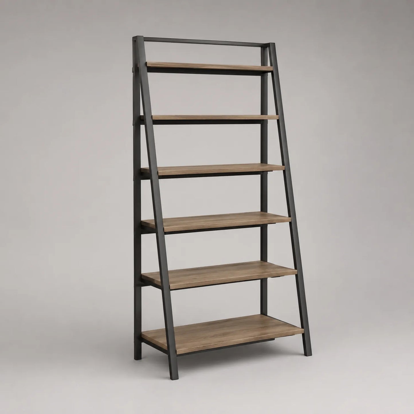 Stahl- und Holzregal Schwarz-Braun 180cm