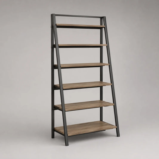 Stahl- und Holzregal Schwarz-Braun 180cm
