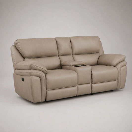 Zweisitzer Sofa mit Relaxfunktion Kunstleder Beige 160x100x95cm