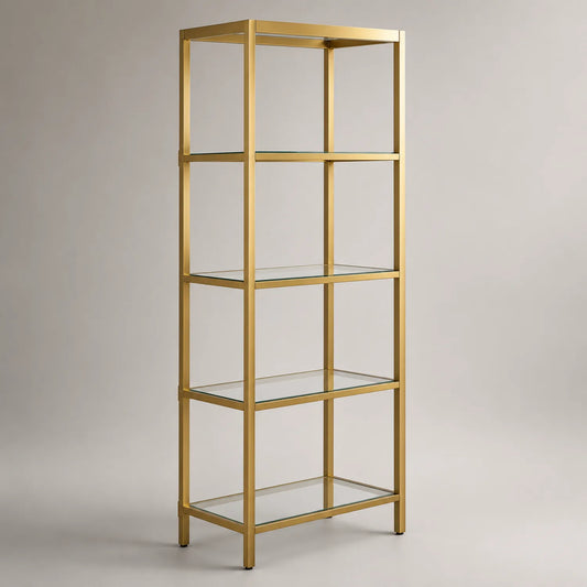 Regal aus Glas und Metall in Gold 180cm