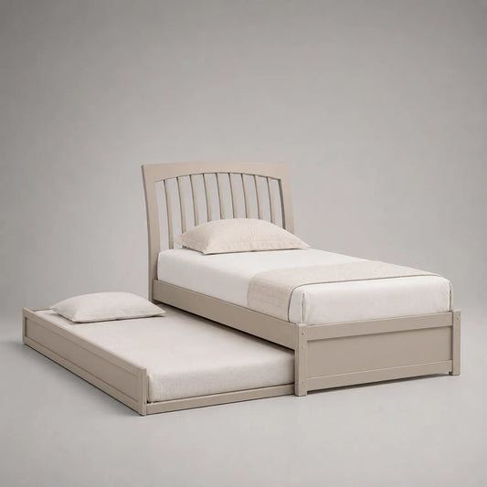 Einzelbett mit Ausziehbett aus Holz Beige