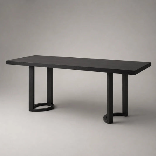 Schwarzer Holz-Esstisch Eichenholz 200x90x75 cm