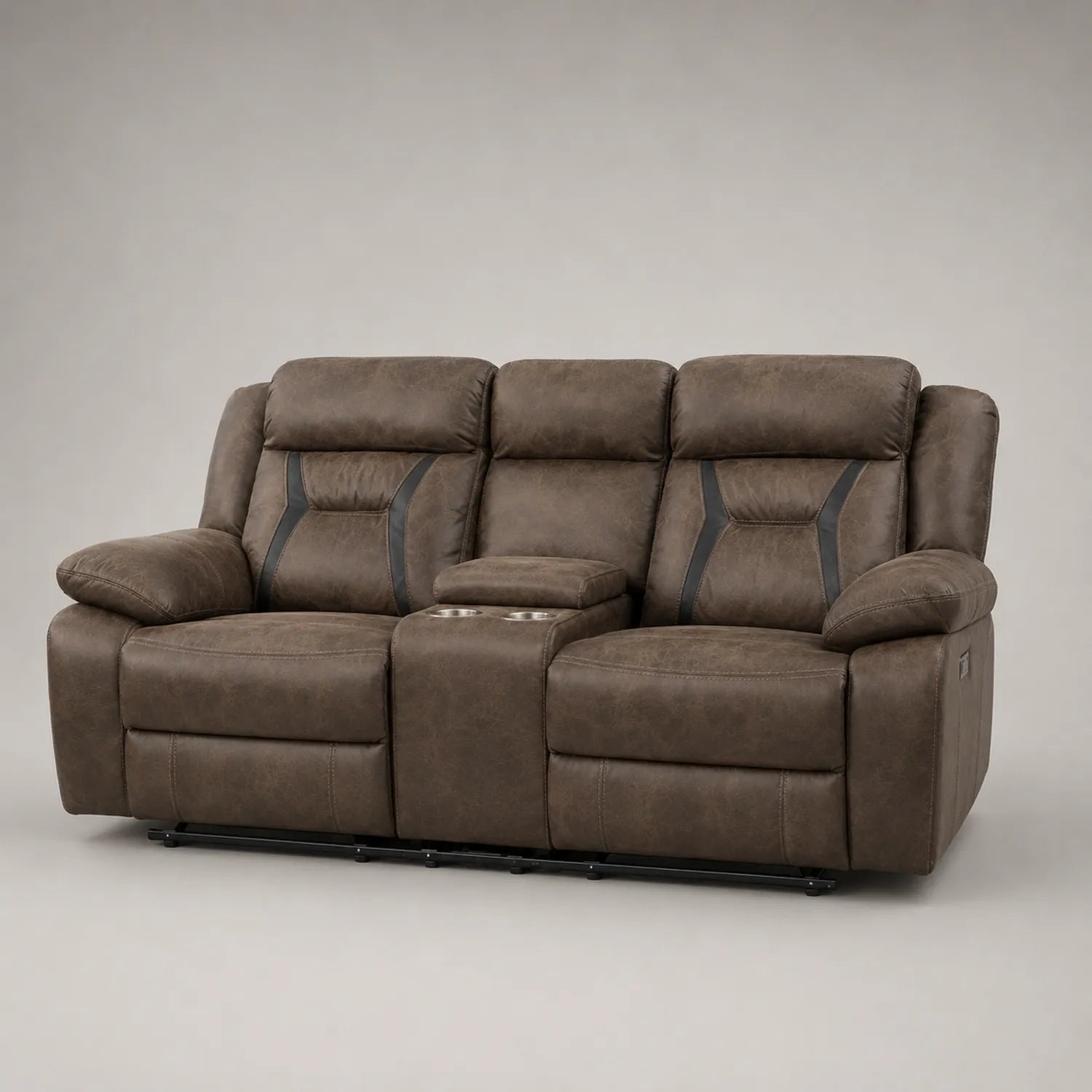 3-Sitzer Sofa mit Liegefunktion und Getränkehalter, Mikrofaser, Braun