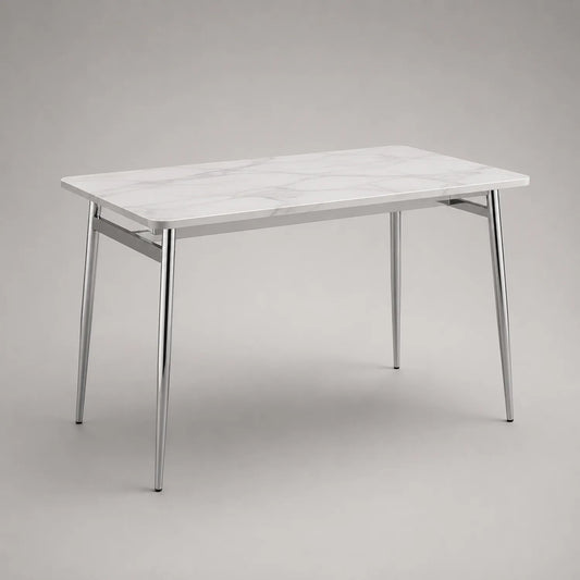 Esstisch mit Marmoroptik Platte und Edelstahlbeinen 160x80 cm