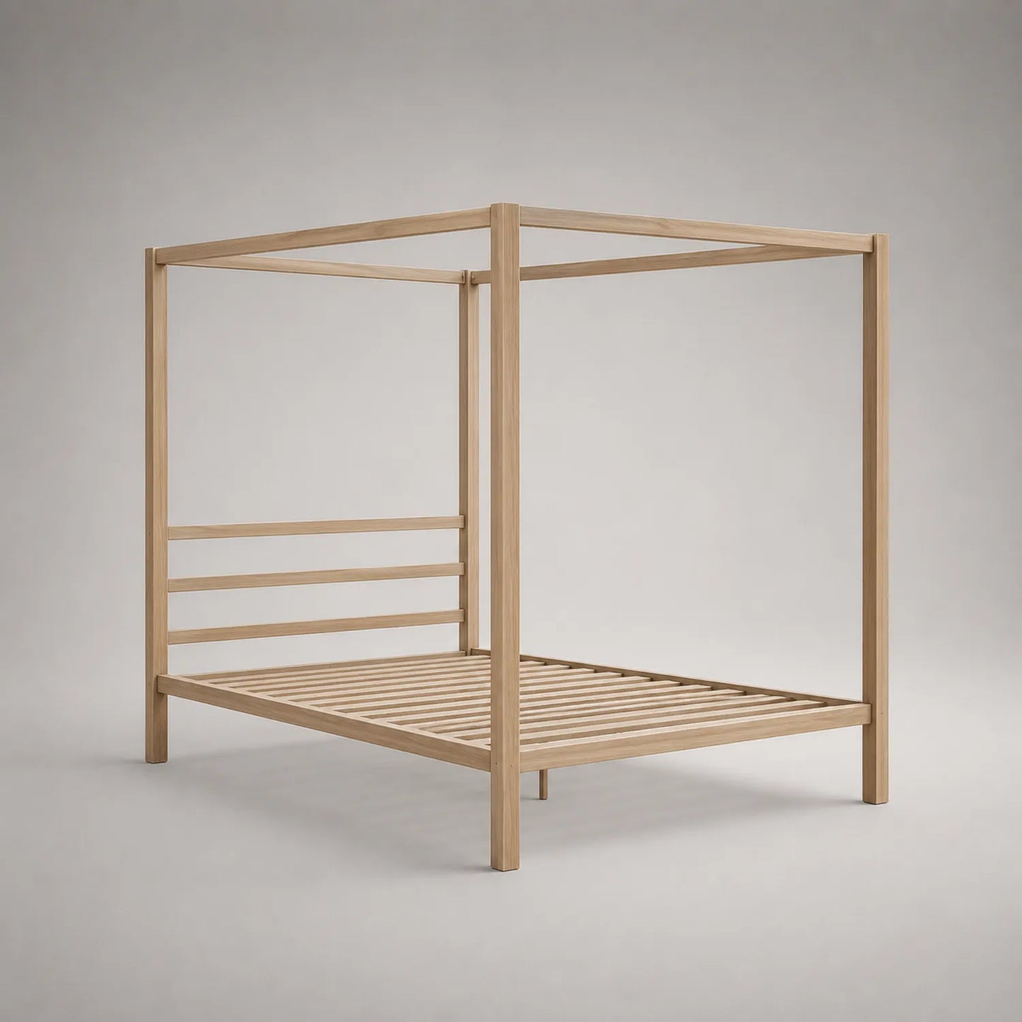Himmelbett aus Eichenholz 200x200 cm Natur