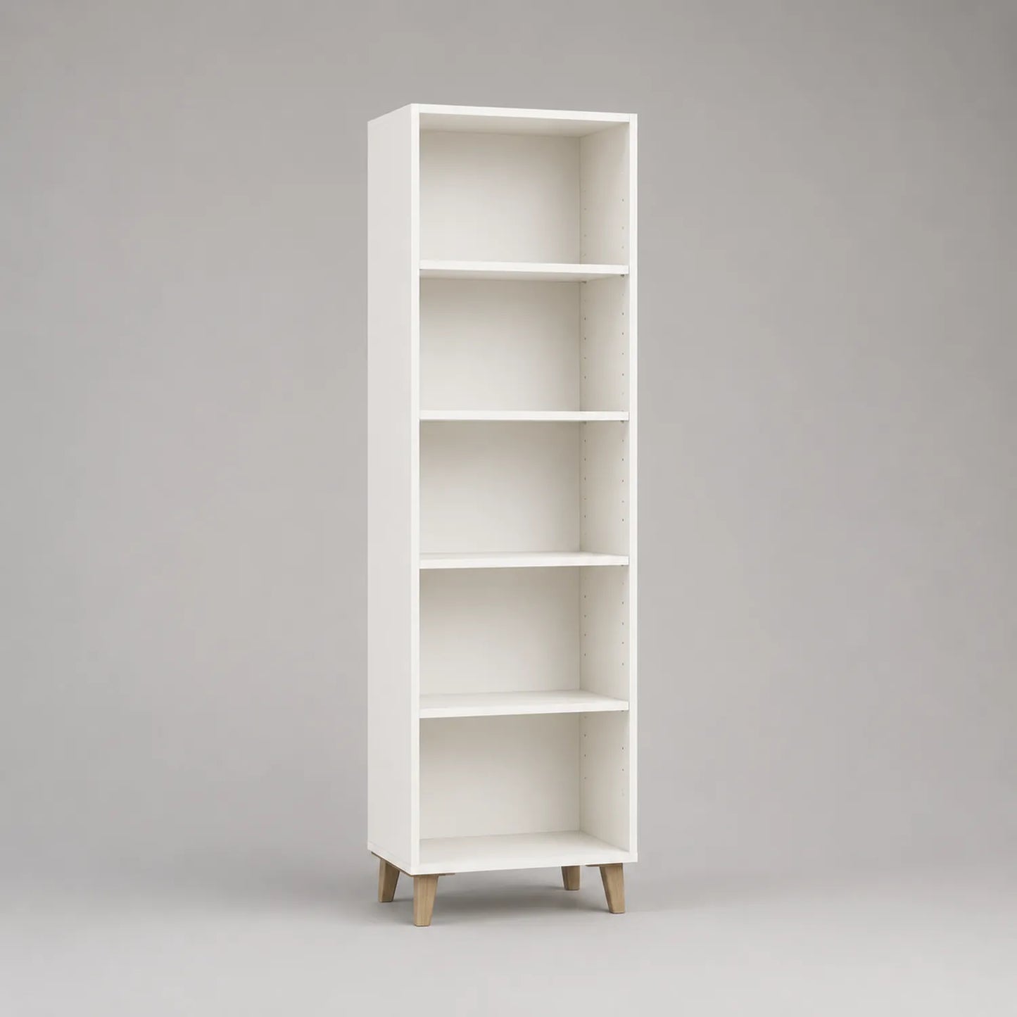 Weißes Bücherregal mit 5 Ebenen MDF und Eichenholz 180cm