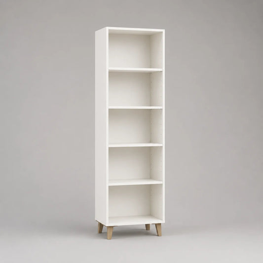 Weißes Bücherregal mit 5 Ebenen MDF und Eichenholz 180cm