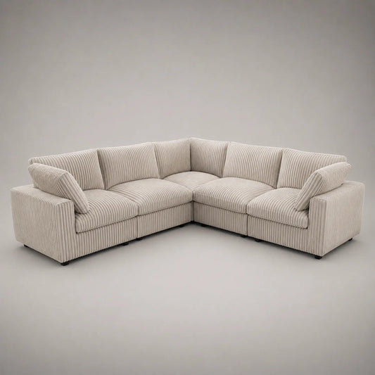 Ecksofa Cordstoff Beige 300x90x300 cm