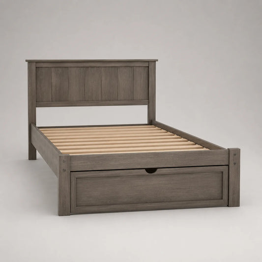 Einzelbett aus Holz mit Schublade Grau 200x90 cm