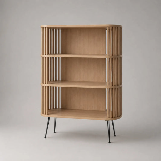 Regal aus Holz mit 3 Ebenen und Metallbeinen