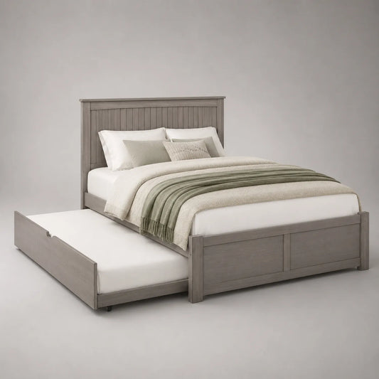 Holzbett mit Ausziehbett Doppelbett 200x160 cm Grau
