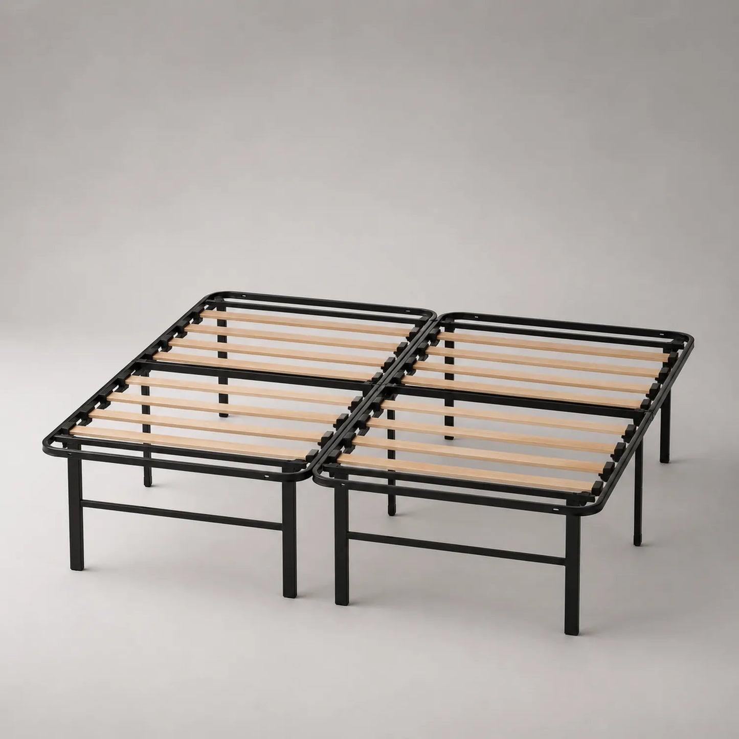 Metall-Bettgestell mit Holzlatten 200x180x30 cm Schwarz