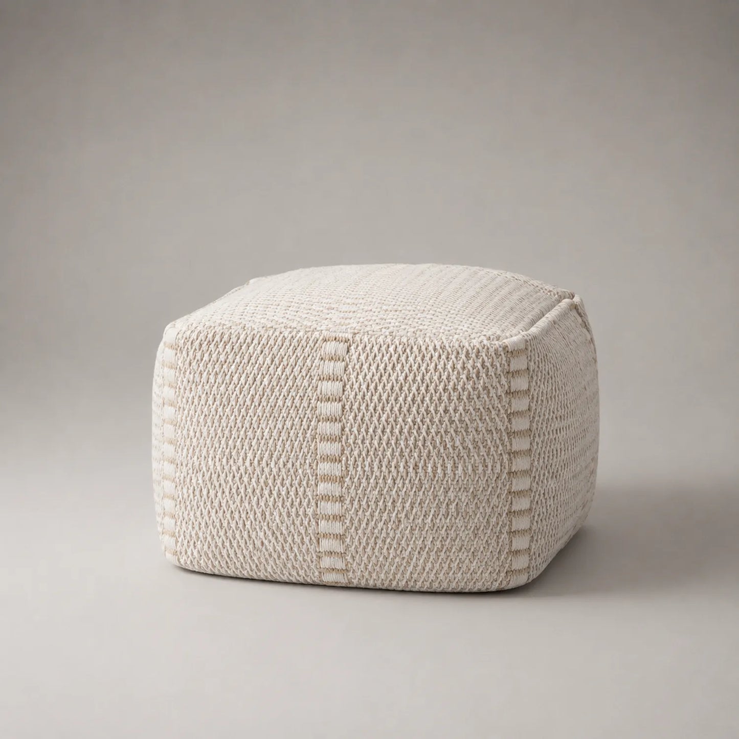 Beiger Sitzpouf aus Baumwollgewebe