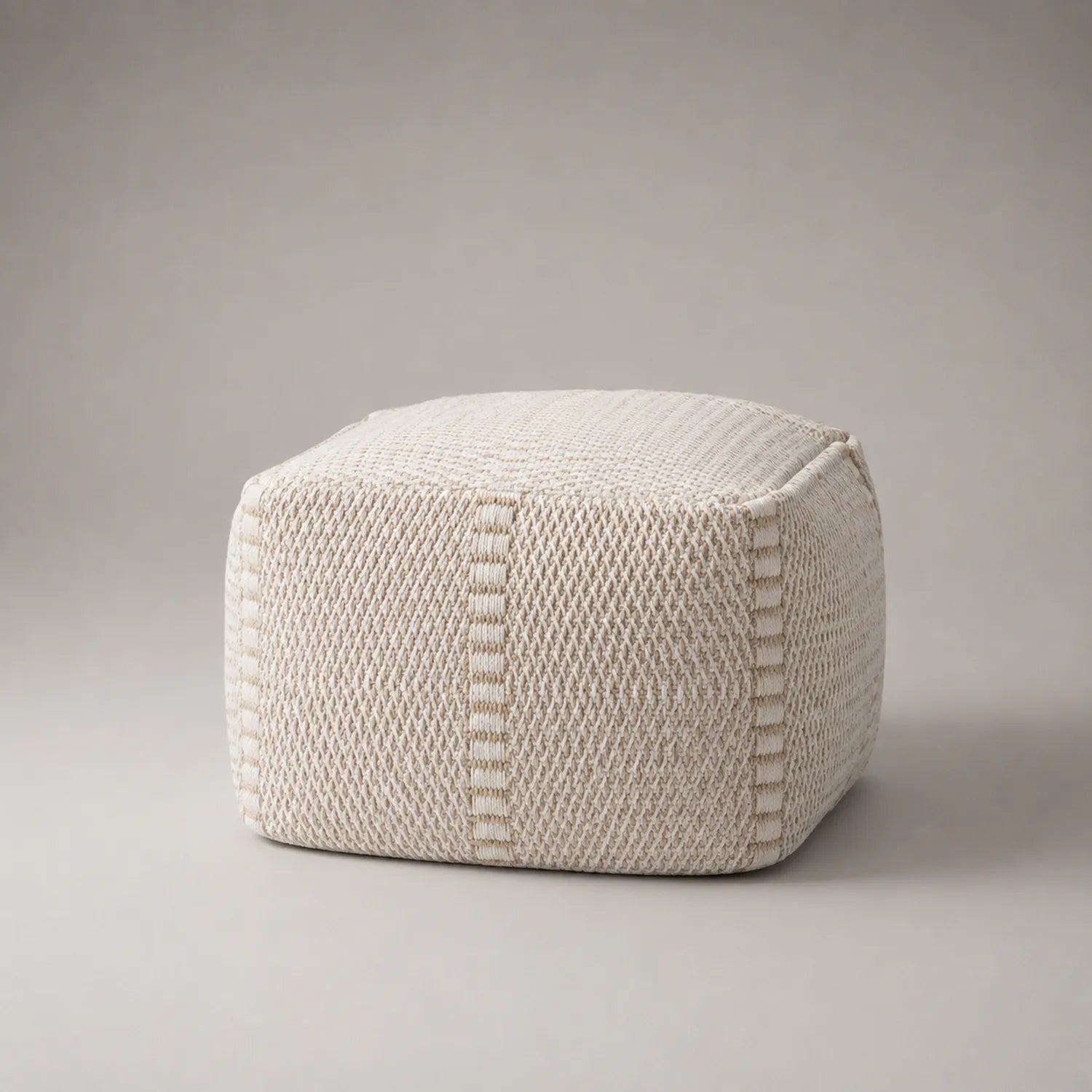Beiger Sitzpouf aus Baumwollgewebe