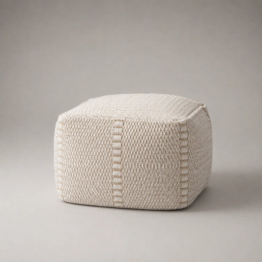 Beiger Sitzpouf aus Baumwollgewebe