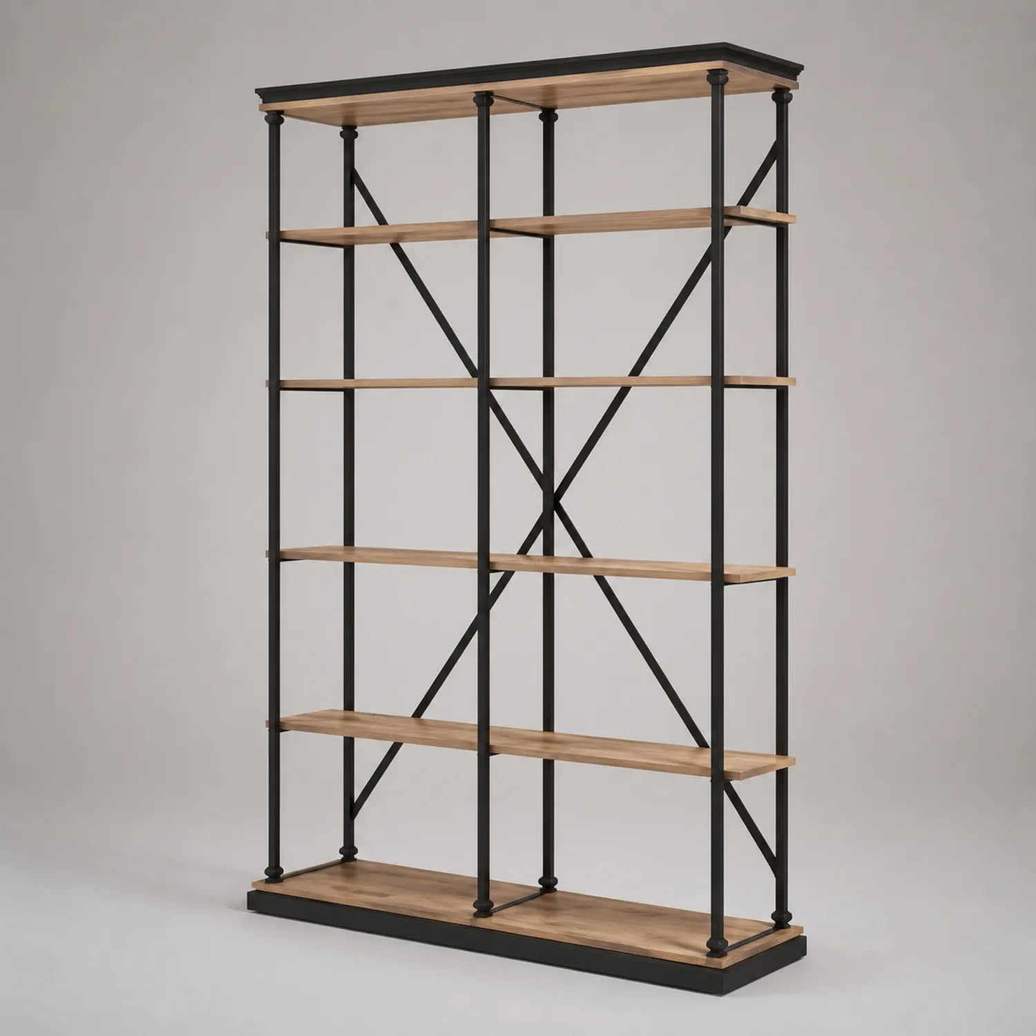 Bücherregal mit Metallrahmen und Eichenholz 200cm Höhe