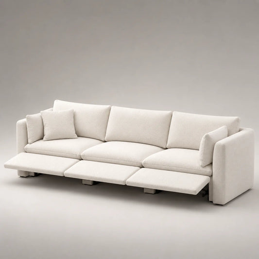 Stoffsofa mit verstellbaren Fußstützen Beige