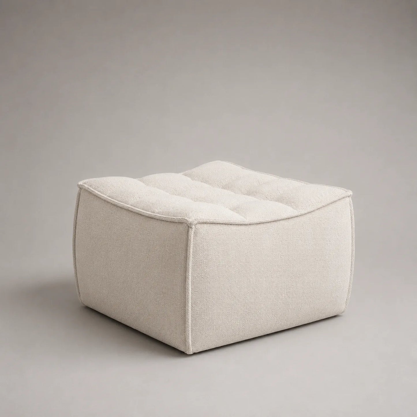 Quadratischer Polsterhocker Textil Beige 60x60x37 cm