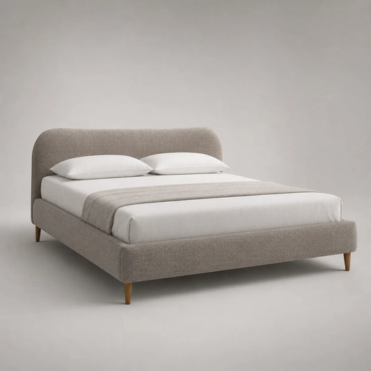 Polsterbett 180x200 cm Beige Polyester Massivholzfüße