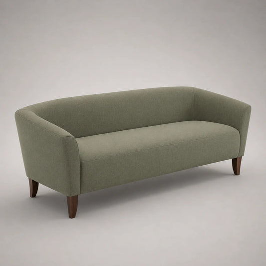 3-Sitzer Sofa Stoff Olivgrün mit Holzbeinen