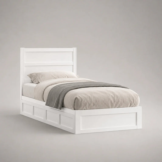 Einzelbett Holzgestell Weiß mit Matratze