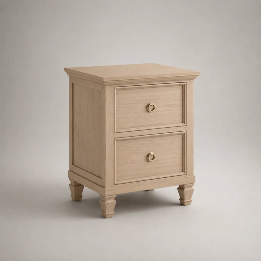 Holz Nachttisch mit 2 Schubladen Eiche Beige