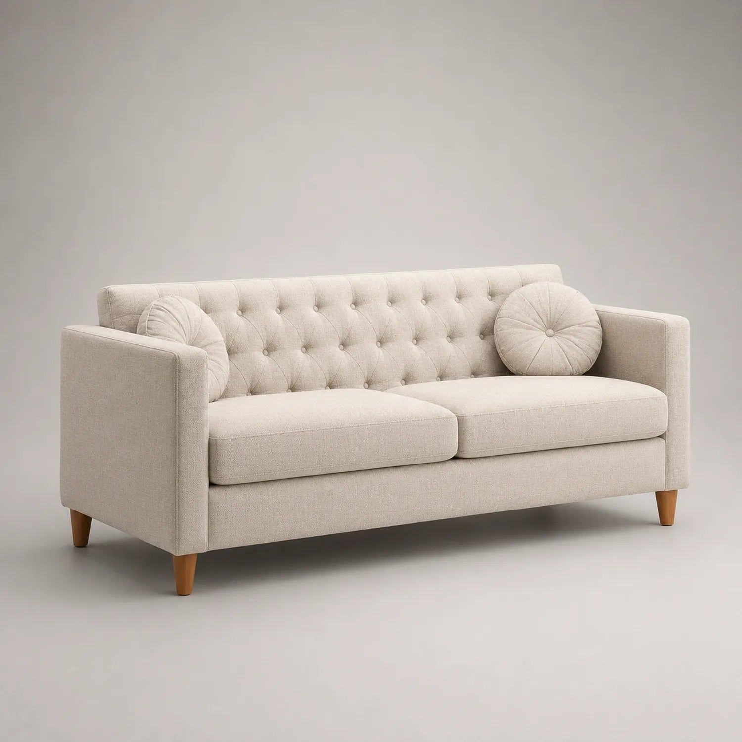 3-Sitzer Sofa Stoff Beige mit Holzbeinen
