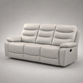 3-Sitzer Sofa aus Polyurethan-Leder mit verstellbarer Rückenlehne, Hellgrau