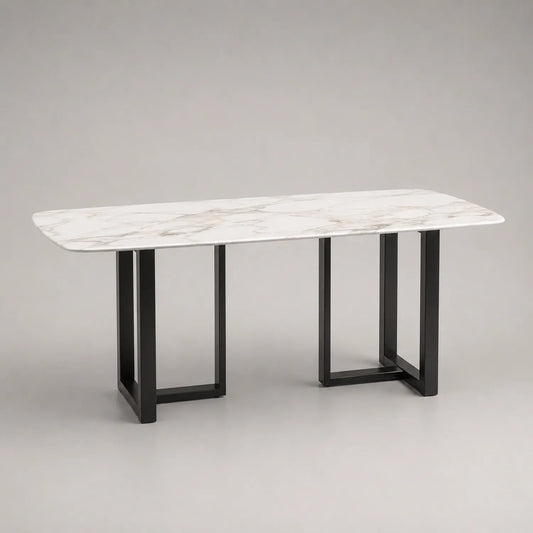Esstisch Keramik Marmoroptik Stahl 160x90cm