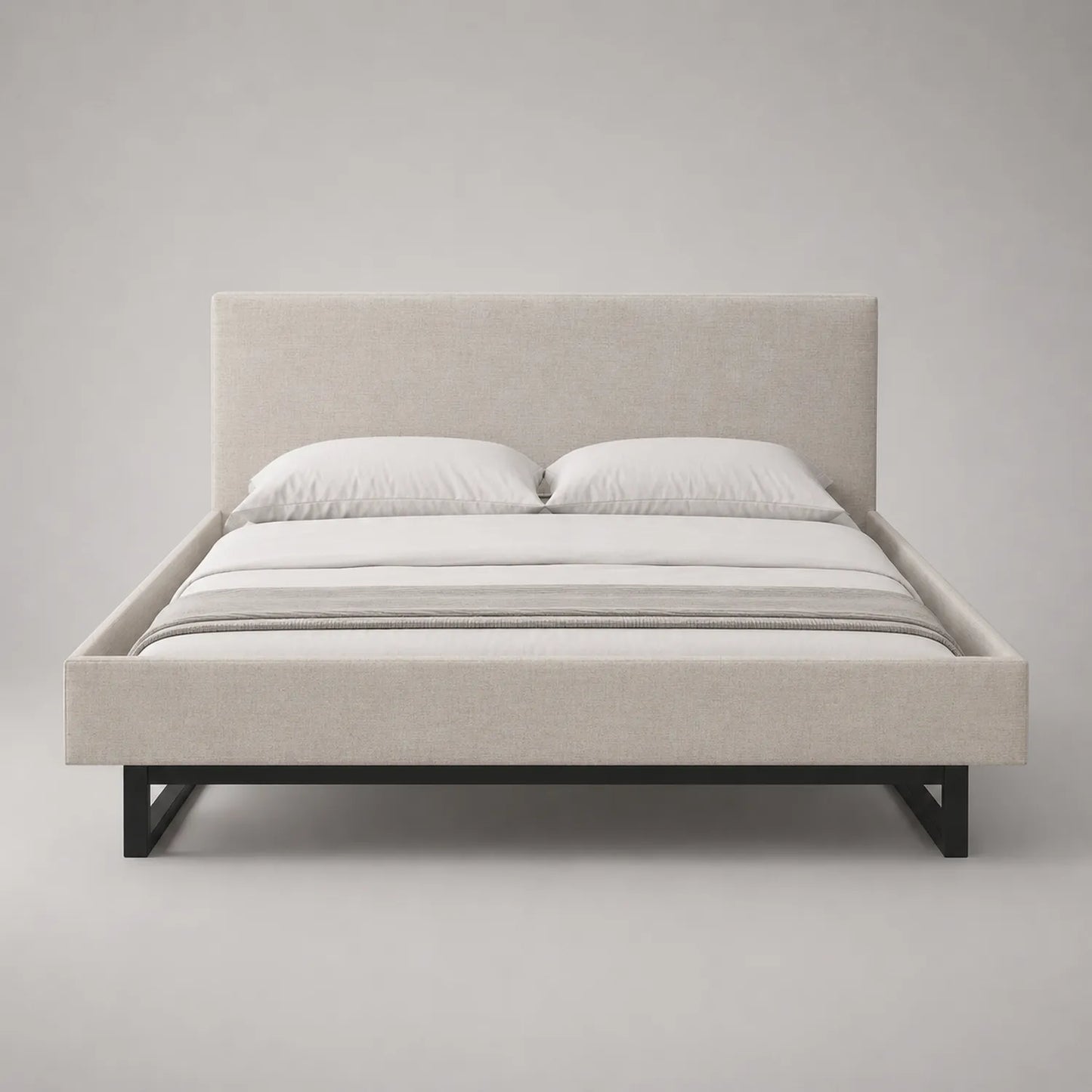 Polsterbett Leinwand Beige 200x160 cm