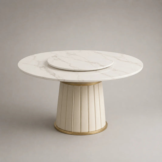 Runder Esstisch mit Marmor-Keramikplatte 130 cm